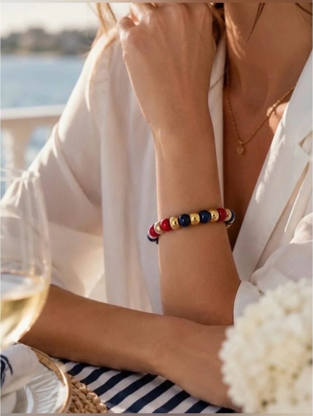 NWT Tuckernuck Claret Beaded Bradley Bracelet in Nautical - Picture 4 of 8